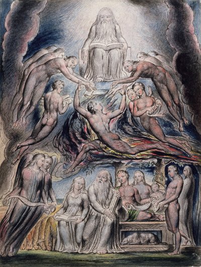 Ilustraciones del Libro de Job, pl.3 (página 2): Satanás ante el trono de Dios, después de William Blake de John Linnell